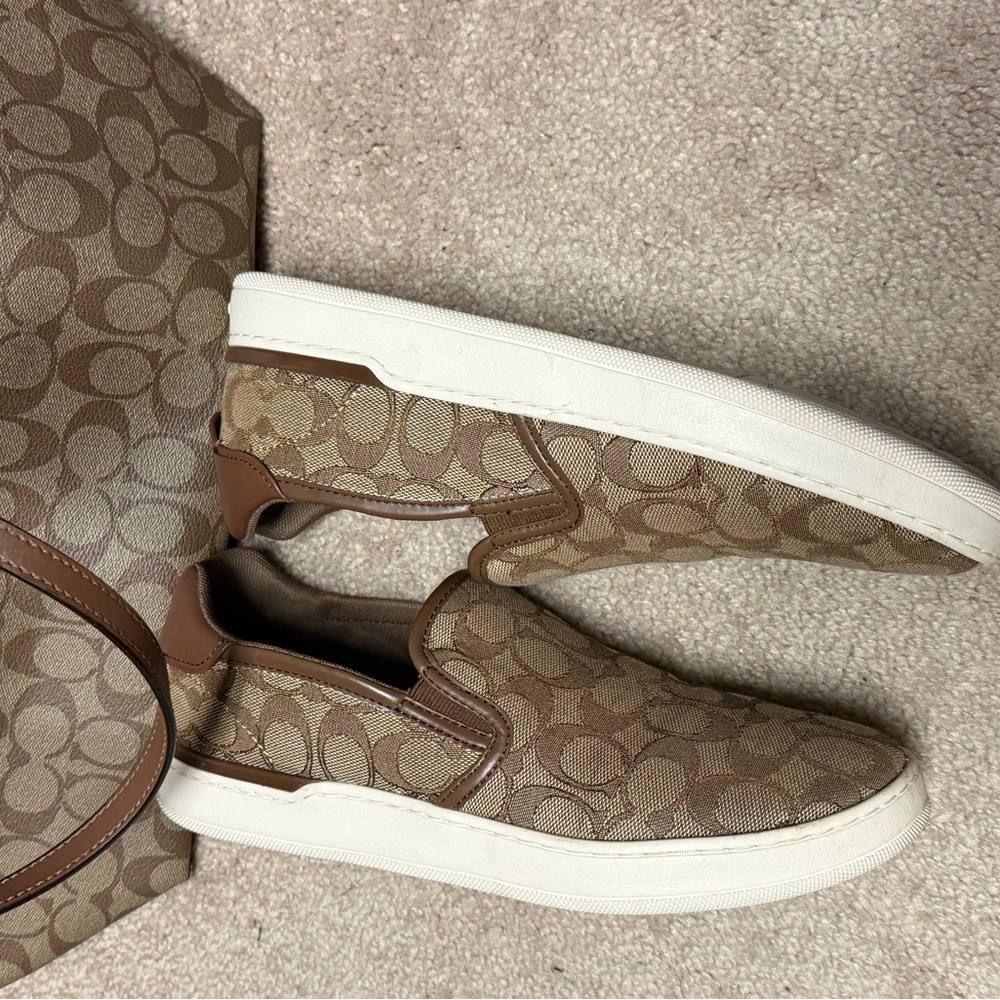 Coach Brown Signature Tote and Slip-On Set - Picture 4 of 9